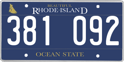 RI license plate 381092
