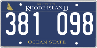 RI license plate 381098