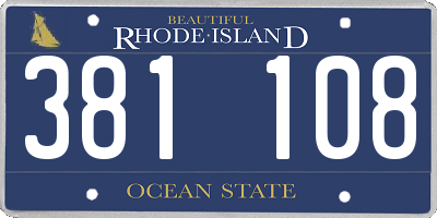 RI license plate 381108