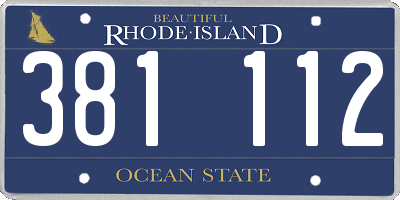 RI license plate 381112