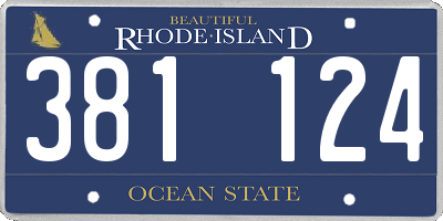 RI license plate 381124