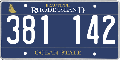 RI license plate 381142