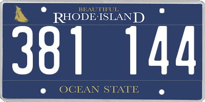 RI license plate 381144