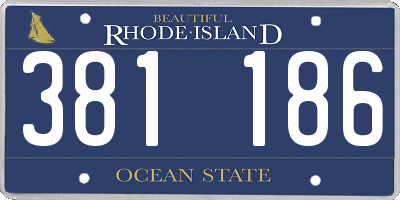 RI license plate 381186