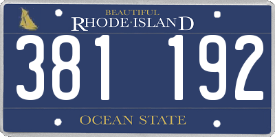 RI license plate 381192