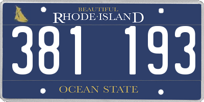 RI license plate 381193