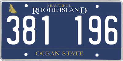 RI license plate 381196