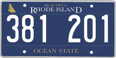 RI license plate 381201