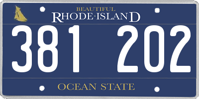 RI license plate 381202