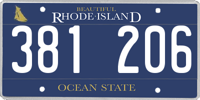 RI license plate 381206