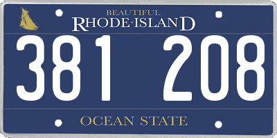 RI license plate 381208