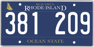 RI license plate 381209
