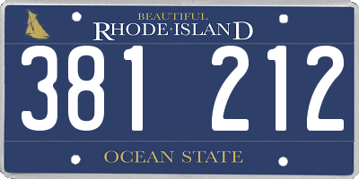 RI license plate 381212