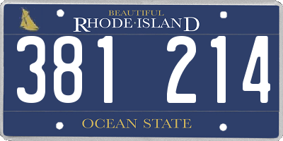 RI license plate 381214