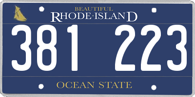 RI license plate 381223