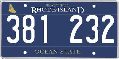 RI license plate 381232