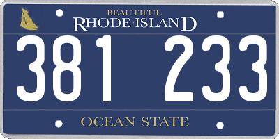 RI license plate 381233