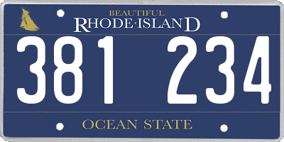 RI license plate 381234