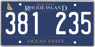 RI license plate 381235