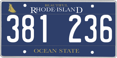 RI license plate 381236