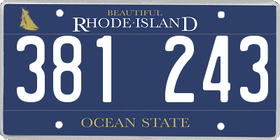 RI license plate 381243