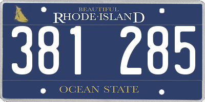 RI license plate 381285
