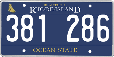 RI license plate 381286
