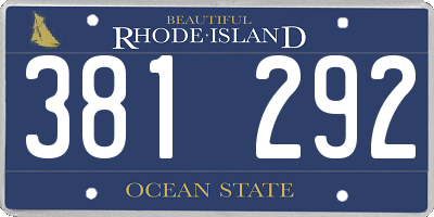 RI license plate 381292