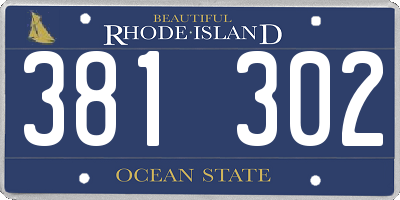 RI license plate 381302