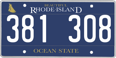 RI license plate 381308
