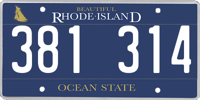 RI license plate 381314
