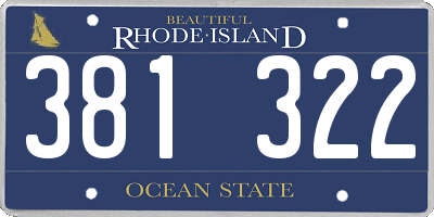 RI license plate 381322