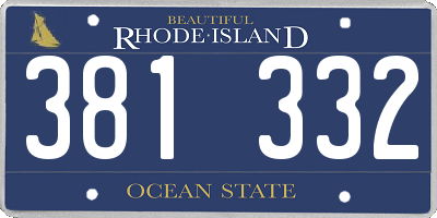 RI license plate 381332
