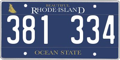 RI license plate 381334