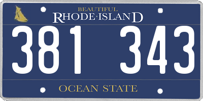 RI license plate 381343