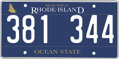 RI license plate 381344