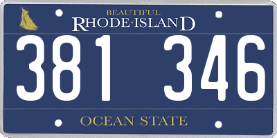 RI license plate 381346