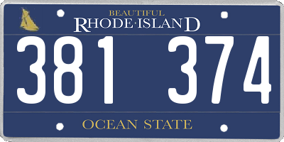 RI license plate 381374