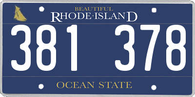 RI license plate 381378