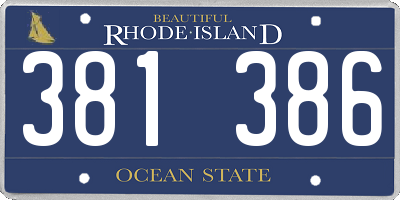 RI license plate 381386