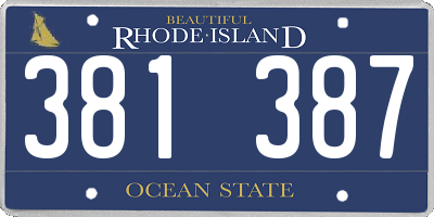 RI license plate 381387