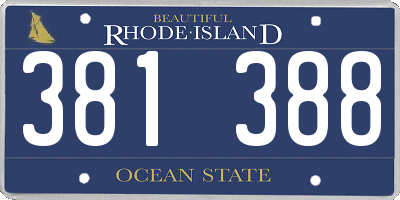 RI license plate 381388