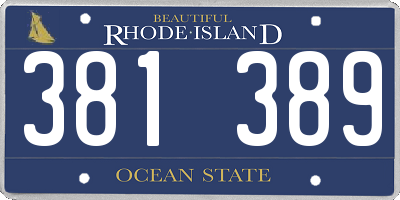 RI license plate 381389