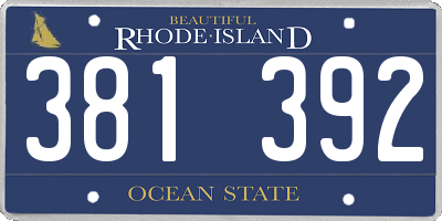 RI license plate 381392