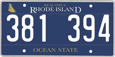 RI license plate 381394