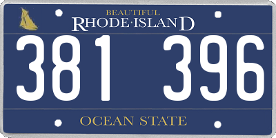 RI license plate 381396