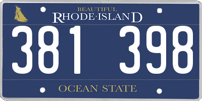 RI license plate 381398