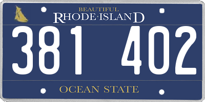 RI license plate 381402