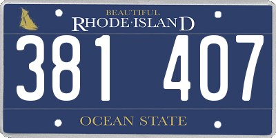 RI license plate 381407