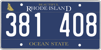 RI license plate 381408